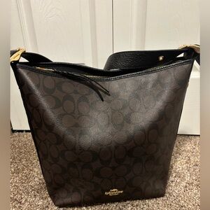 Coach Dark Brown Signature Shoulder Bag